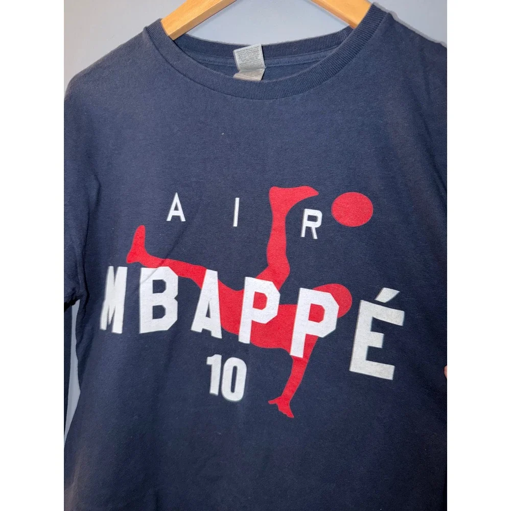 Gildan Kids‎ Navy Blue Air Mbappe 10 Long Sleeve Soccer Graphic T-Shirt XL Youth